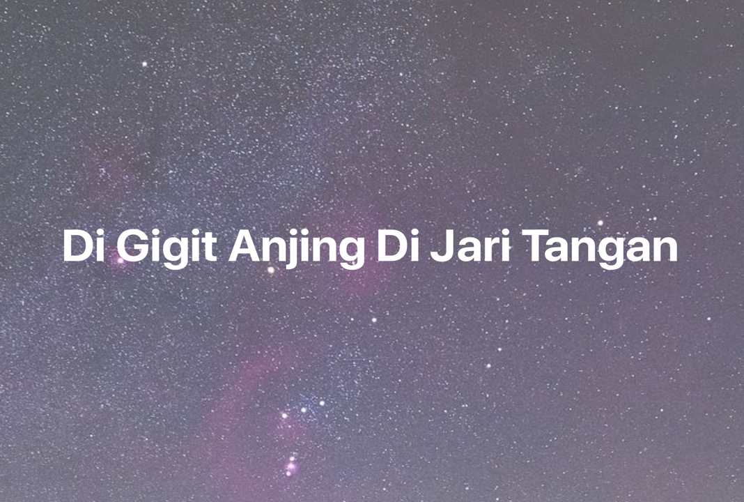 Gambar Mimpi Di Gigit Anjing Di Jari Tangan