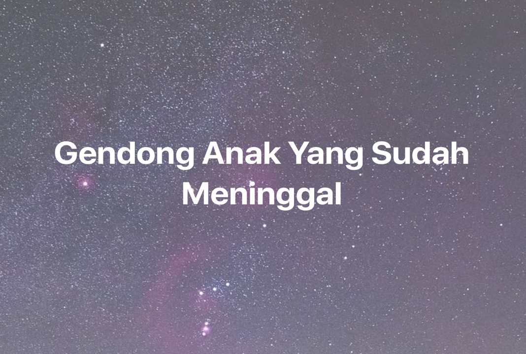 Gambar Mimpi Gendong Anak Yang Sudah Meninggal