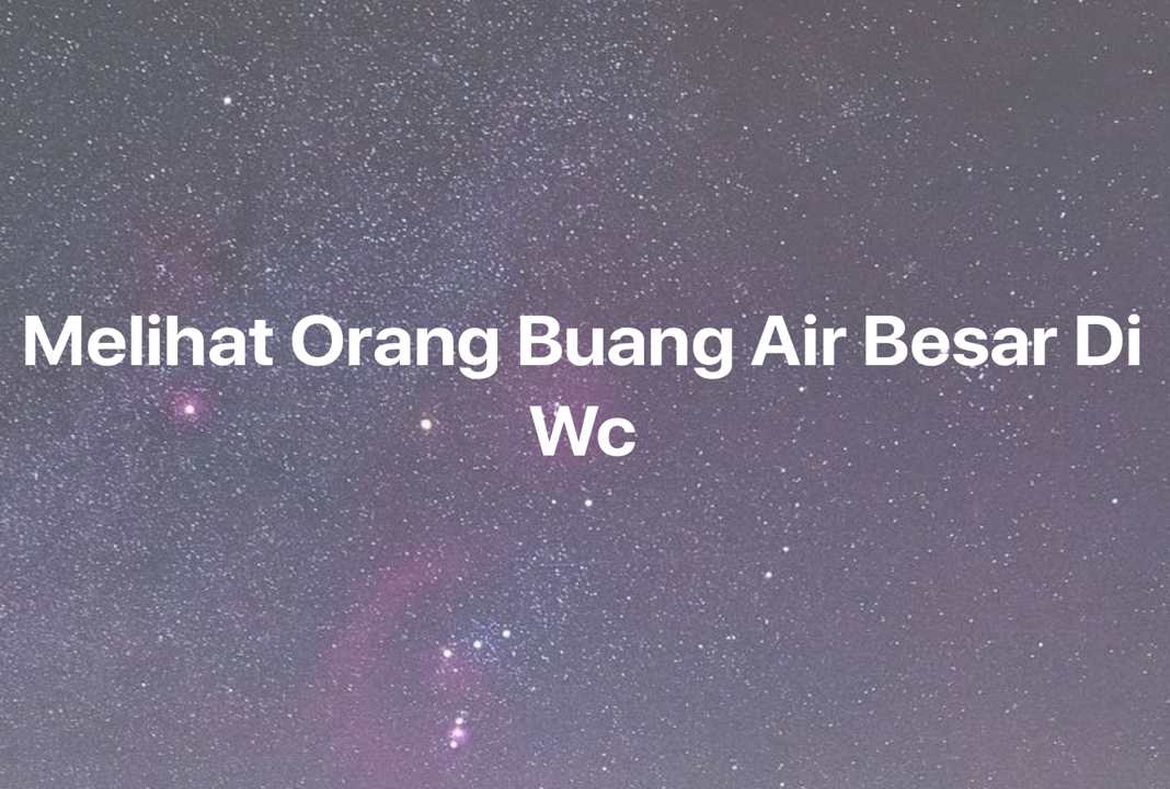 Gambar Mimpi Melihat Orang Buang Air Besar Di Wc