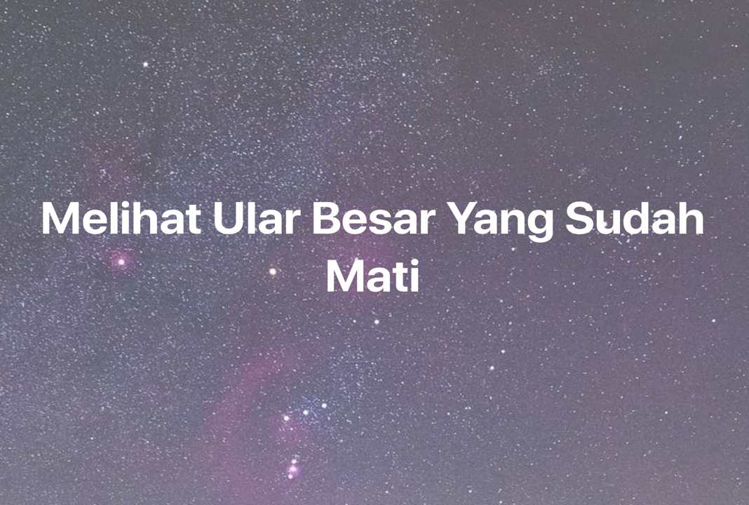 Gambar Mimpi Melihat Ular Besar Yang Sudah Mati