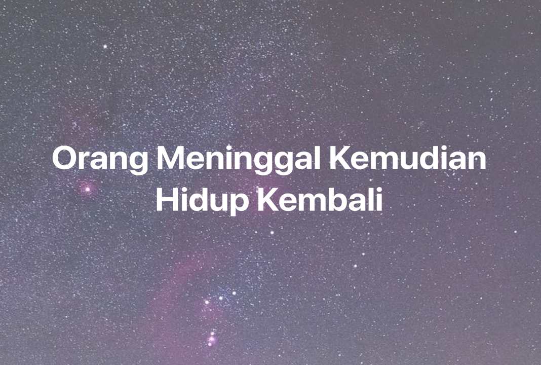 Gambar Mimpi Orang Meninggal Kemudian Hidup Kembali